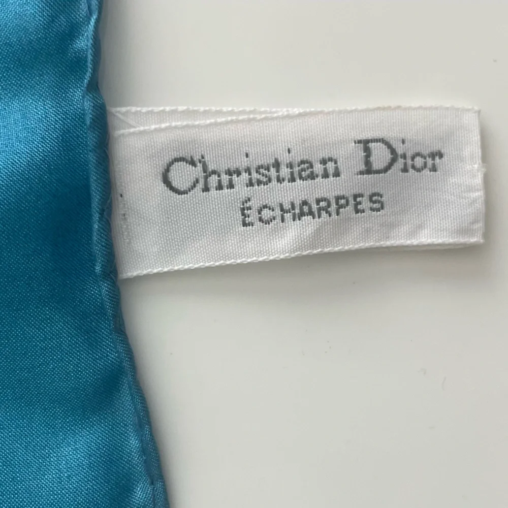 Dior Vintage Silk Scarf with Red and Blue Floral Design